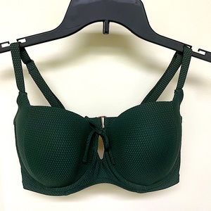 Shade & Shore, green and gold clasped bikini top